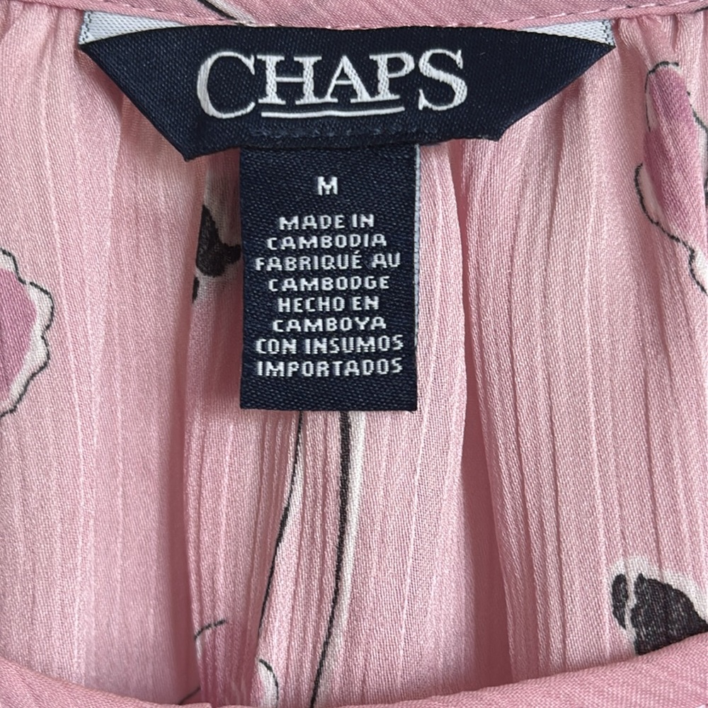 CHAPS Women's Spring Group Pink Floral Top Blouse Flare Sleeves Flowy Medium NEW - Picture 9 of 12